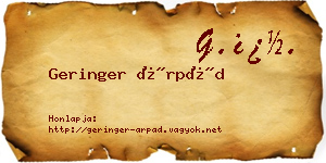 Geringer Árpád névjegykártya